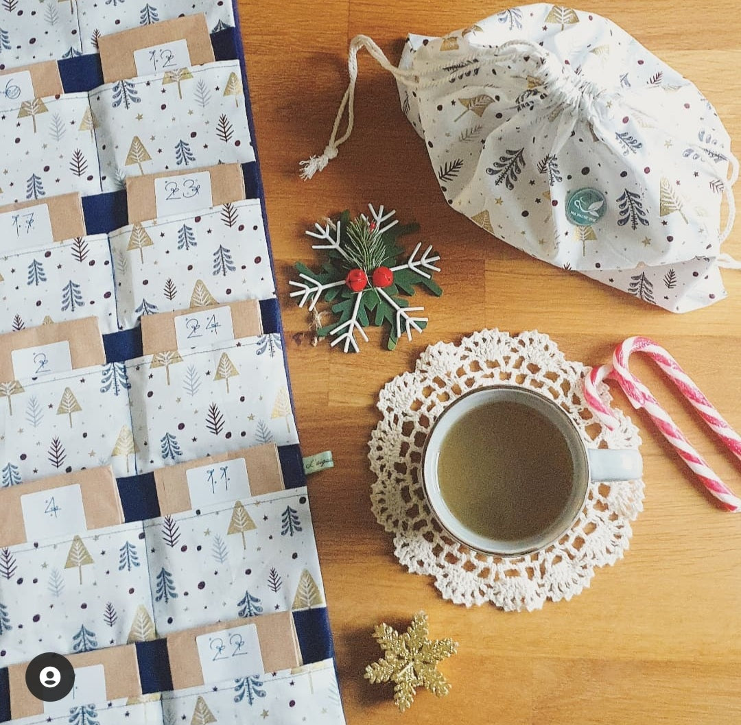 Calendrier de l'Avent perpétuel et réutilisable en tissu coton lavable