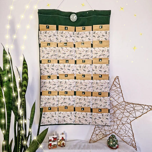 Calendrier de l'Avent en tissu coton perpétuel et réutilisable tous les ans à garnir avec des petits pochons