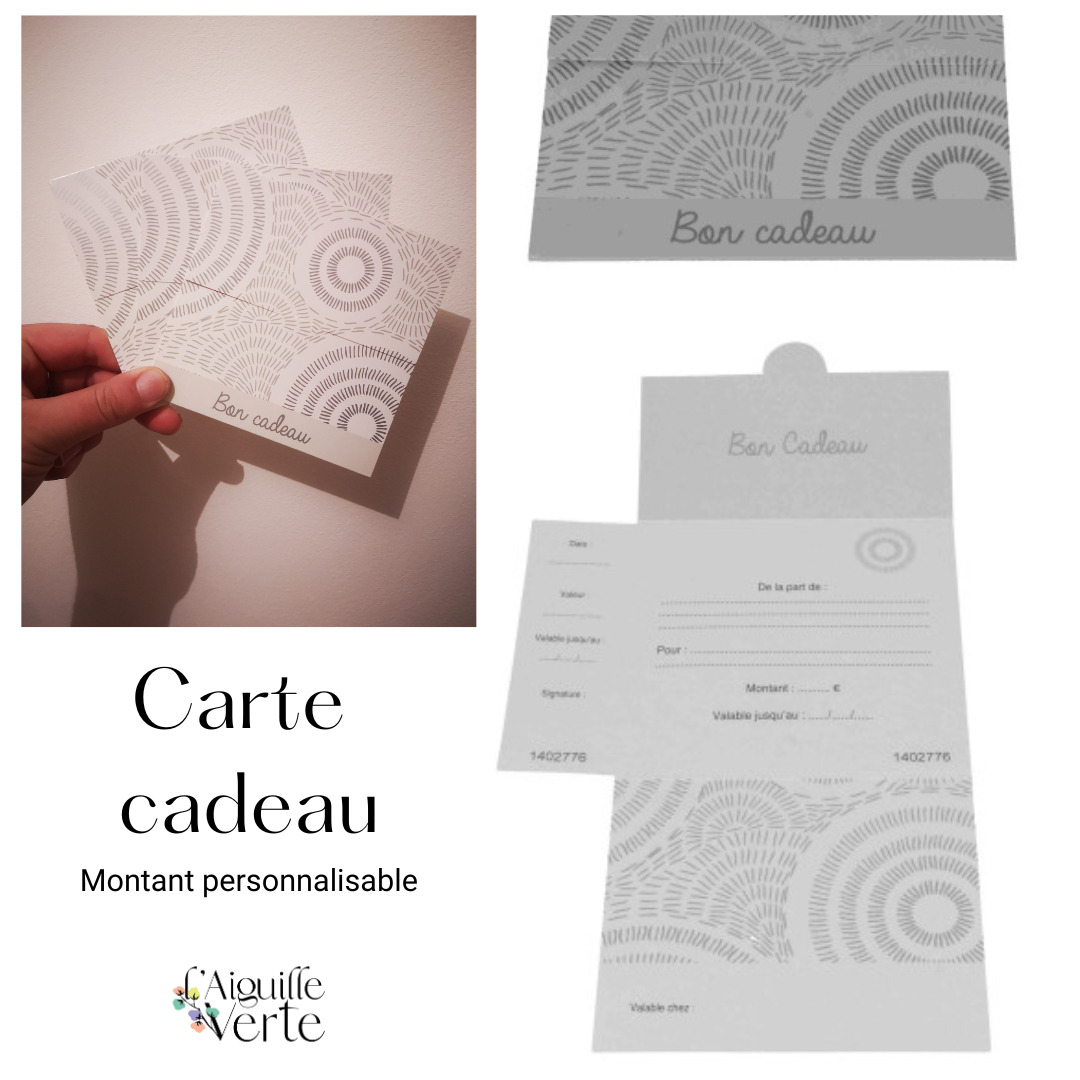 carte-cadeau-créatrice française artisanat fait main zéro déchet français produit bio consigné montant personnalisable