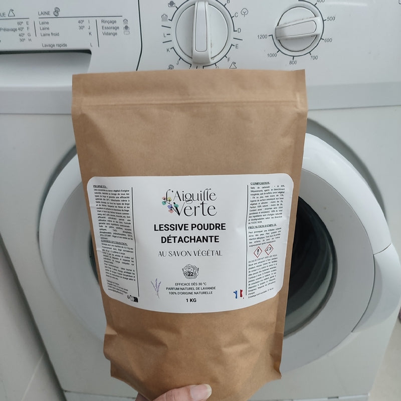Lessive poudre détachante : nettoie en profondeur, détache tous types de linge, adapté aux peaux sensibles