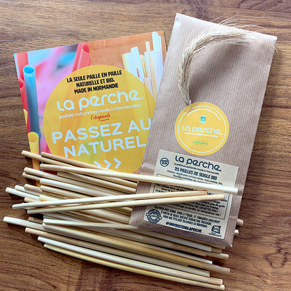 Pailles réutilisables, écologiques, lavables made in France. Les pailles lavables sont fabriquées avec des tiges de seigle bio