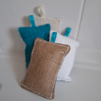Pack 4 éponges lavables zéro déchet Gratounette Doucette Blanchette Platounette - coton upcyclé sans microfibre fabriqué en France - l'Aiguille Verte