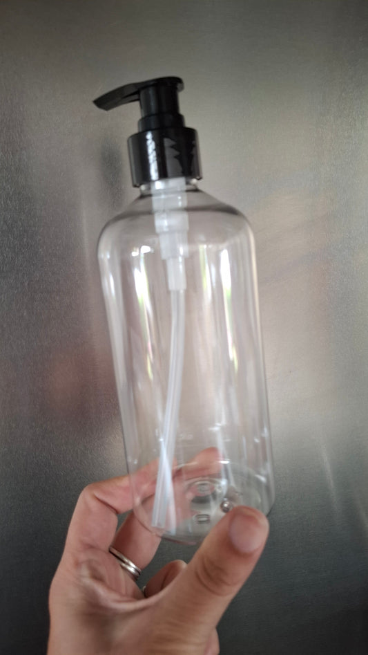 Flacon vide 500 ml transparent avec pompe doseuse – L’indispensable pour vos produits ménagers fait-maison 🧴🌿